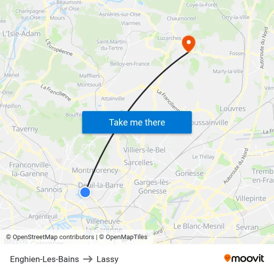Enghien-Les-Bains to Lassy map