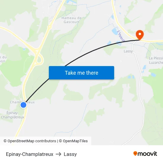 Epinay-Champlatreux to Lassy map
