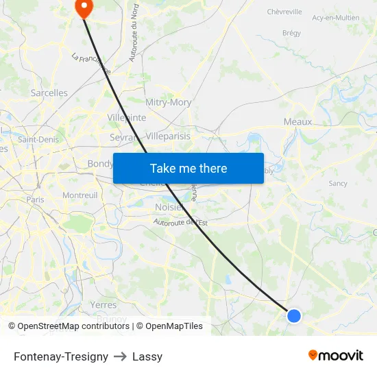 Fontenay-Tresigny to Lassy map