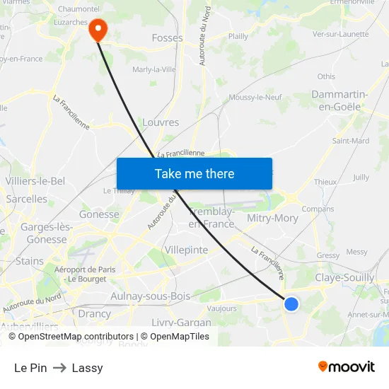 Le Pin to Lassy map