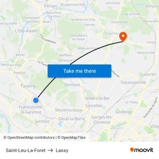 Saint-Leu-La-Foret to Lassy map