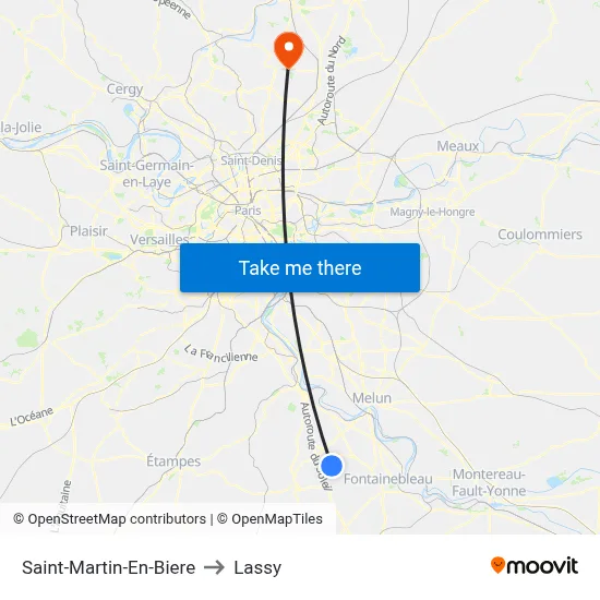 Saint-Martin-En-Biere to Lassy map