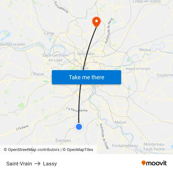 Saint-Vrain to Lassy map