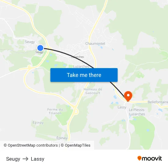 Seugy to Lassy map