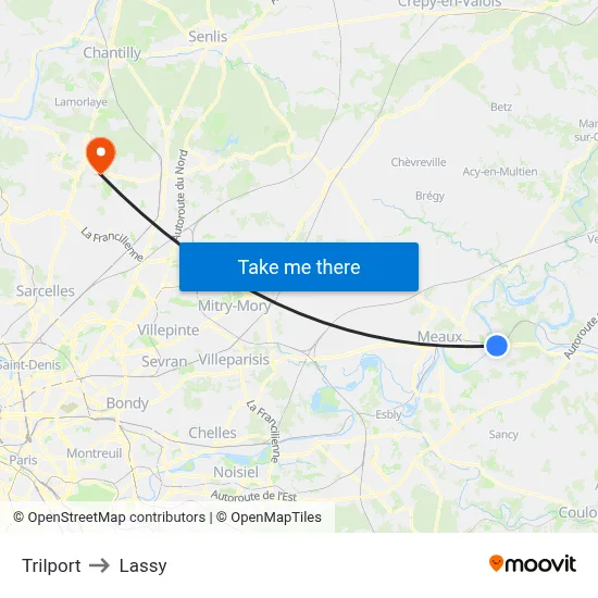 Trilport to Lassy map