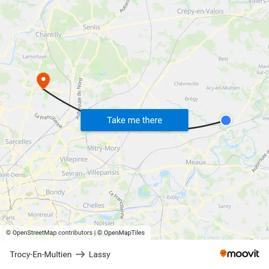 Trocy-En-Multien to Lassy map
