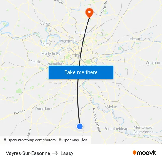 Vayres-Sur-Essonne to Lassy map