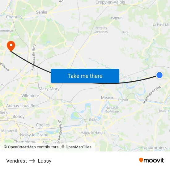 Vendrest to Lassy map