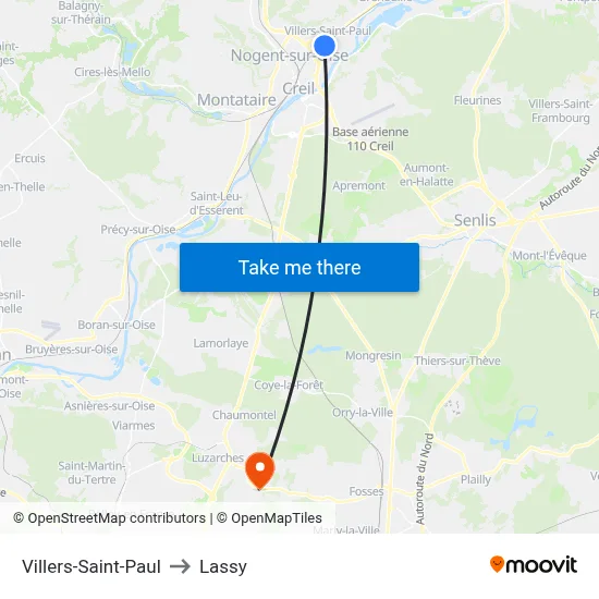 Villers-Saint-Paul to Lassy map