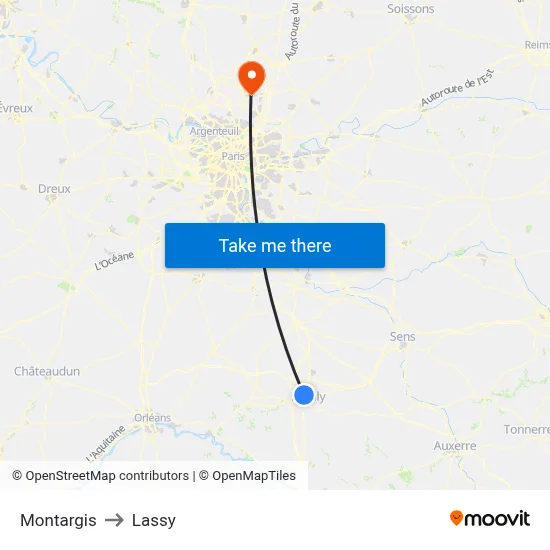 Montargis to Lassy map