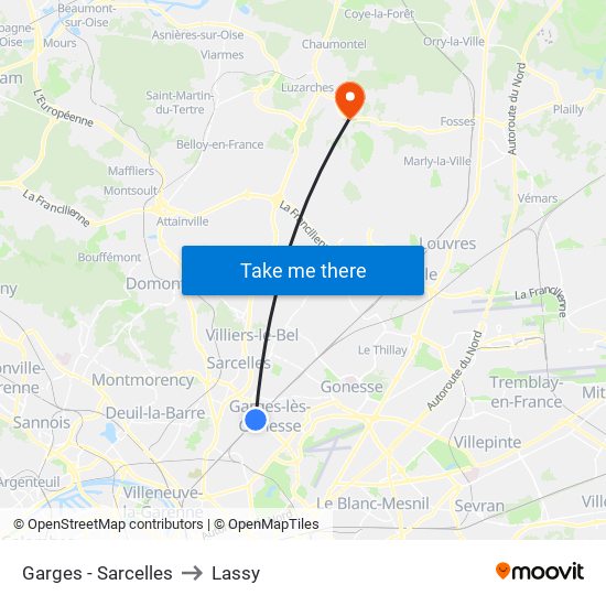 Garges - Sarcelles to Lassy map