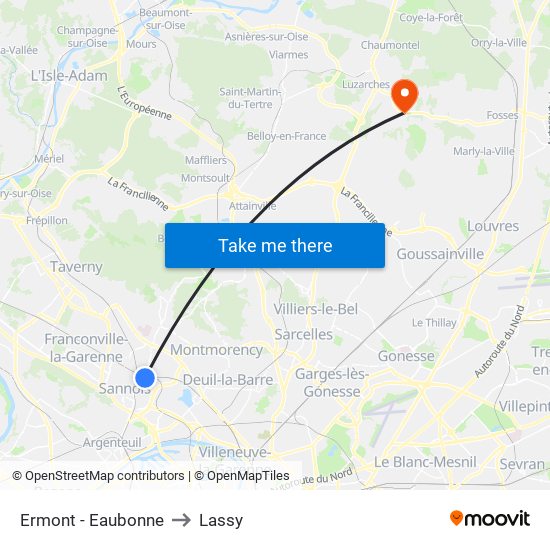 Ermont - Eaubonne to Lassy map
