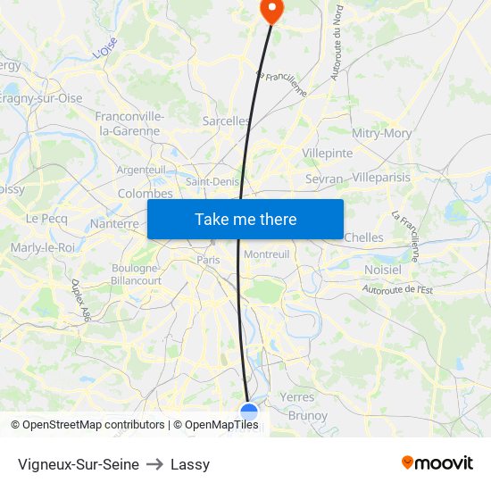 Vigneux-Sur-Seine to Lassy map