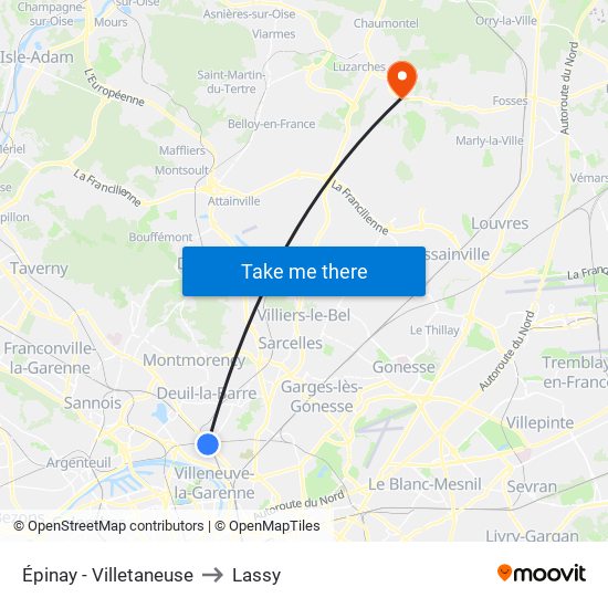 Épinay - Villetaneuse to Lassy map