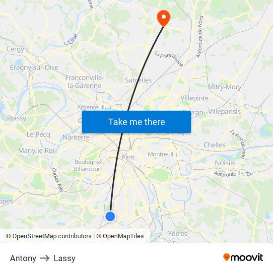Antony to Lassy map