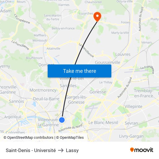 Saint-Denis - Université to Lassy map