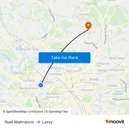 Rueil-Malmaison to Lassy map