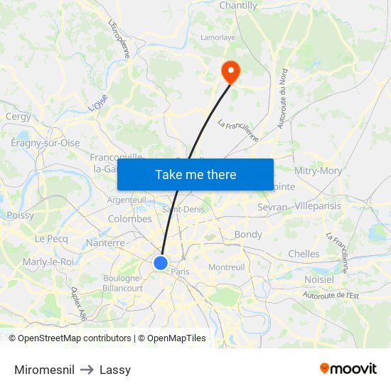 Miromesnil to Lassy map