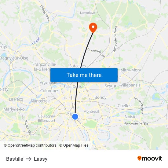 Bastille to Lassy map