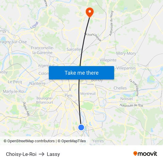 Choisy-Le-Roi to Lassy map