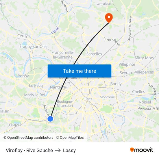 Viroflay - Rive Gauche to Lassy map