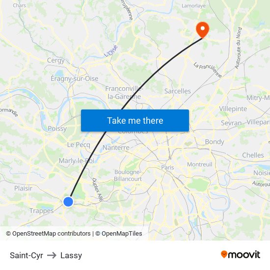 Saint-Cyr to Lassy map