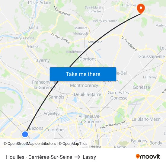 Houilles - Carrières-Sur-Seine to Lassy map