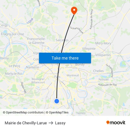 Mairie de Chevilly-Larue to Lassy map