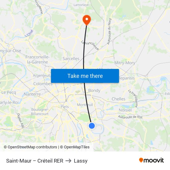 Saint-Maur – Créteil RER to Lassy map