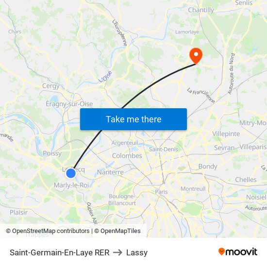 Saint-Germain-En-Laye RER to Lassy map