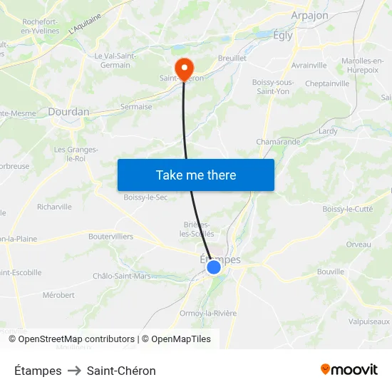 Étampes to Saint-Chéron map