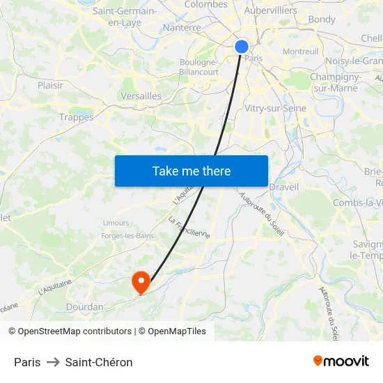 Paris to Saint-Chéron map