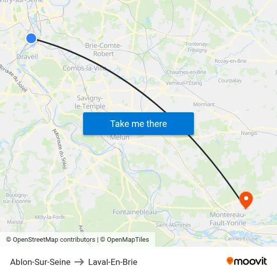 Ablon-Sur-Seine to Laval-En-Brie map