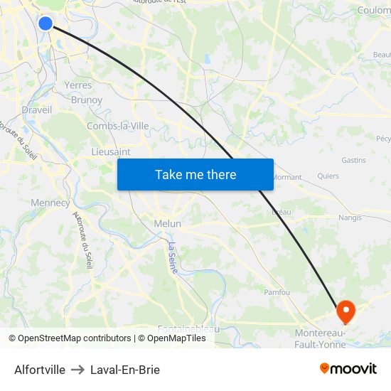 Alfortville to Laval-En-Brie map