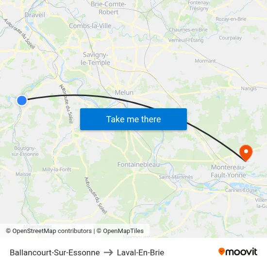 Ballancourt-Sur-Essonne to Laval-En-Brie map