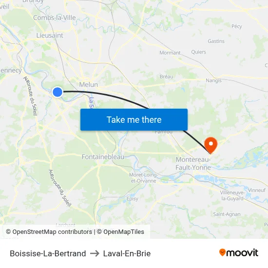 Boissise-La-Bertrand to Laval-En-Brie map