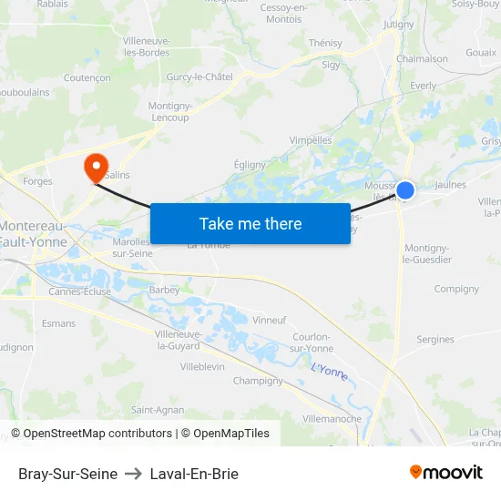 Bray-Sur-Seine to Laval-En-Brie map