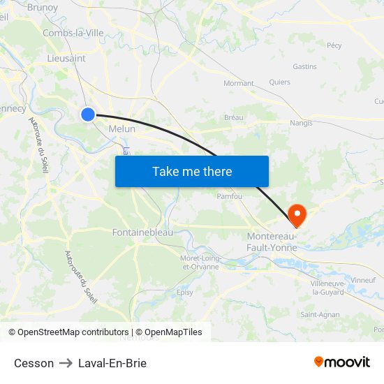 Cesson to Laval-En-Brie map