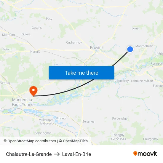 Chalautre-La-Grande to Laval-En-Brie map