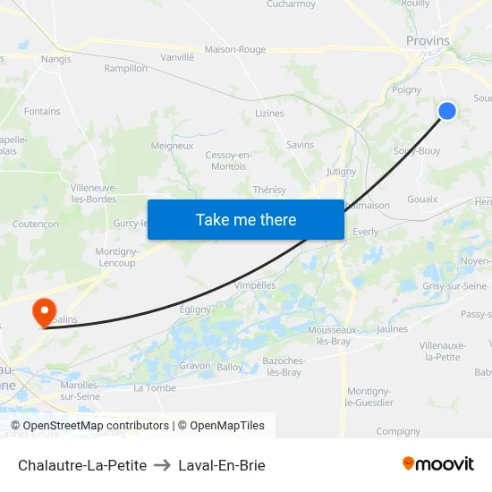 Chalautre-La-Petite to Laval-En-Brie map
