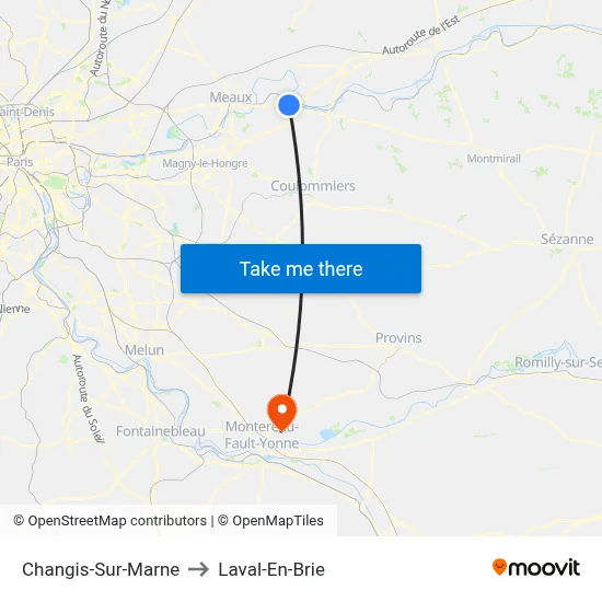 Changis-Sur-Marne to Laval-En-Brie map