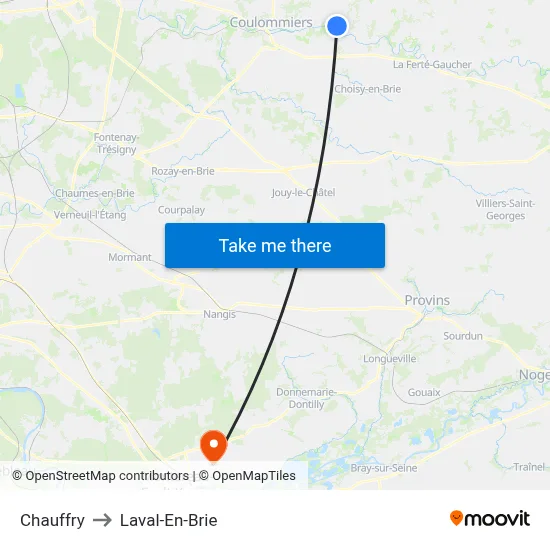 Chauffry to Laval-En-Brie map