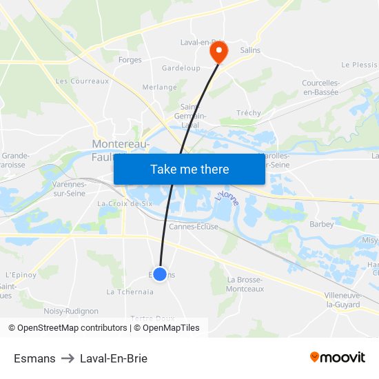 Esmans to Laval-En-Brie map