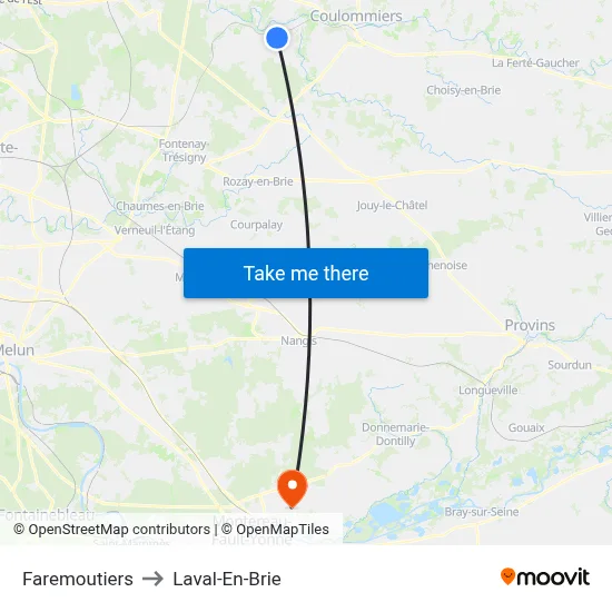 Faremoutiers to Laval-En-Brie map