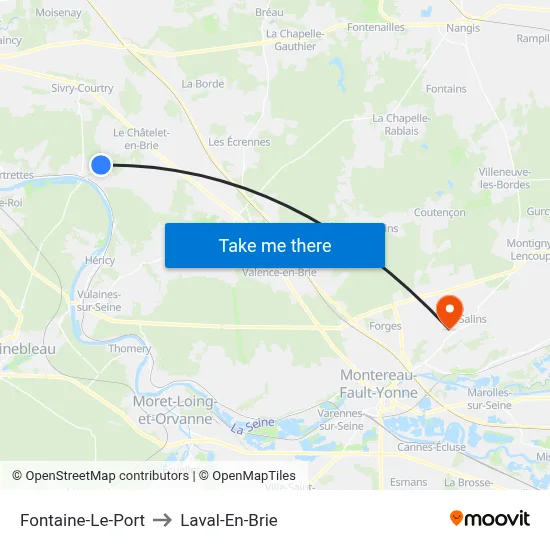 Fontaine-Le-Port to Laval-En-Brie map