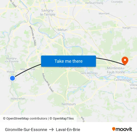 Gironville-Sur-Essonne to Laval-En-Brie map
