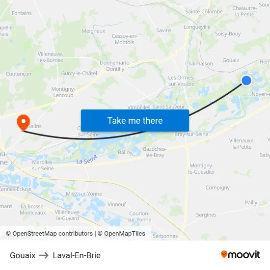 Gouaix to Laval-En-Brie map