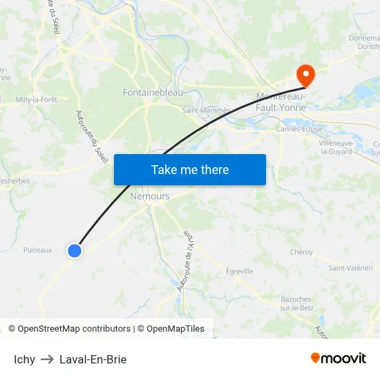 Ichy to Laval-En-Brie map