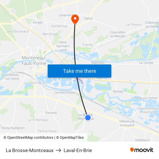 La Brosse-Montceaux to Laval-En-Brie map