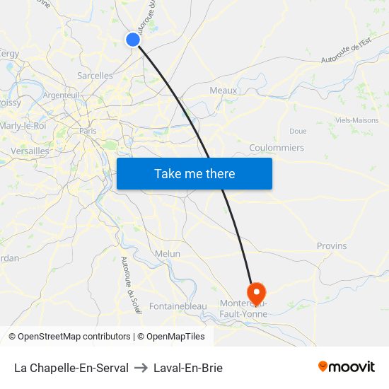 La Chapelle-En-Serval to Laval-En-Brie map